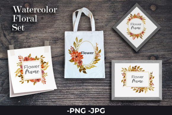 Elegant Frame Autumn Floral Watercolor