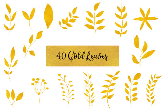 Explore the Elegance of Gold Leaves Floral Clipart