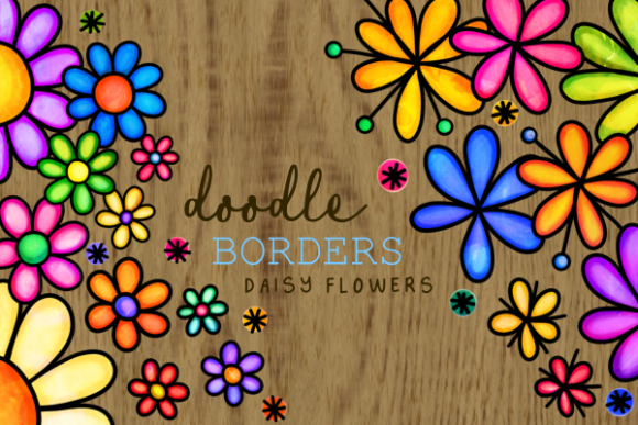 Floral Daisy Folk Art Ink Doodle Borders: A Versatile Decorative Tool for Your Creative Projects