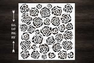 Floral Roses Square Pattern Stencil