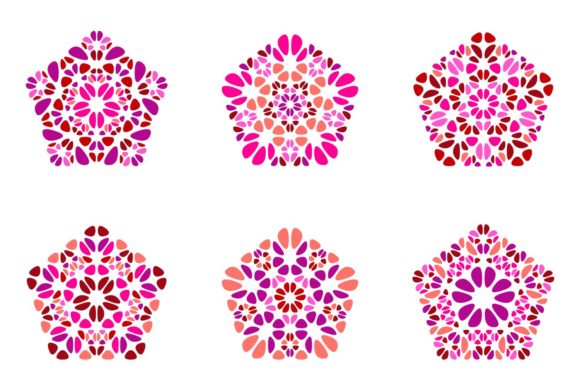 Strategic Use of Floral Mosaic Pentagon Logo Template Set for Enhanced Branding and Creativity